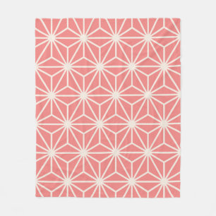 Pink Beige Cube Hexagon Triangle Japanisches Muste Fleecedecke