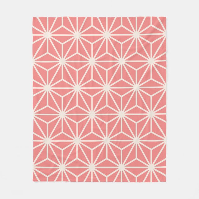 Pink Beige Cube Hexagon Triangle Japanisches Muste Fleecedecke (Vorderseite)