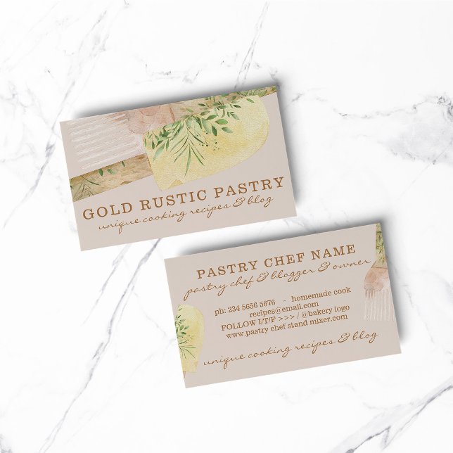 Pink Beige Konditorei Koch Kuchen Café Spatula Bäc Visitenkarte (bakery business  chef)
