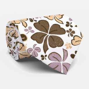 Pink Beige Lucky Clover Kleeblatt Muster Krawatte