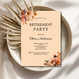Pink Beige Party Floral Elegant Modern Retirement  Einladung