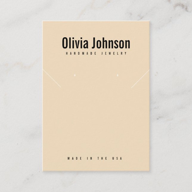 Pink Beige Schmucktasche Ohrringe Nekklace Display Visitenkarte (Vorderseite)