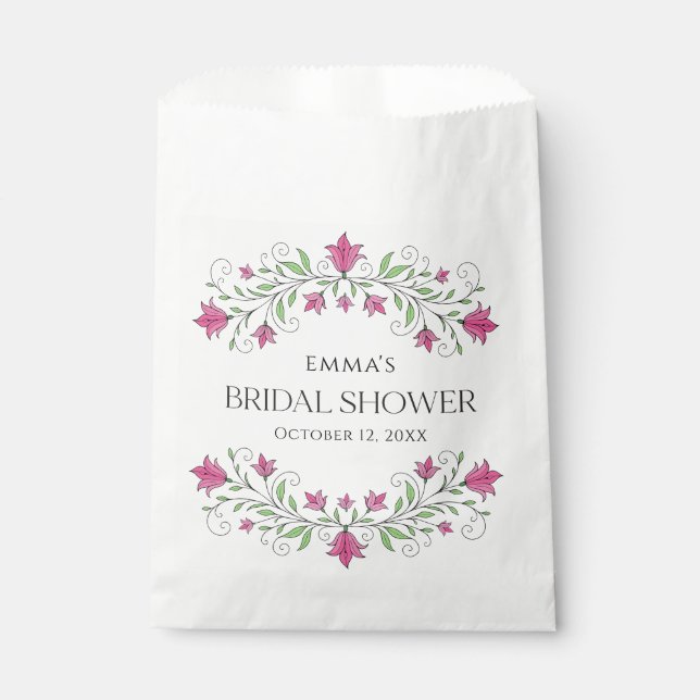 Pink Bell Blume Brautparty Fahnen Geschenktütchen (Vorderseite)