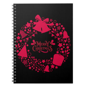 Pink Bells Frohe Weihnachten Notizbuch Notizblock