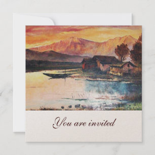 PINK BERGE SEE ALPINE SUNSET LANDSCAPE EINLADUNG