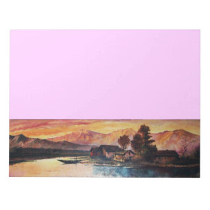 PINK BERGE SEE ALPINE SUNSET LANDSCAPE NOTIZBLOCK