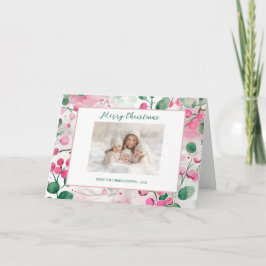 Pink Berries Foto Blumenweihnachtskarte Feiertagskarte