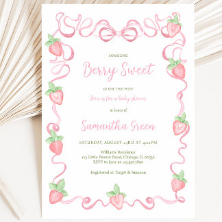 Pink Berry Sweet Baby Dusche Einladung