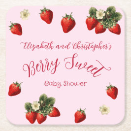 Pink Berry Sweet Red Strawberry Girl Baby Shower Rechteckiger Pappuntersetzer