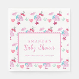 Pink Berry Sweet Sweetheart Valentine Baby Dusche Serviette