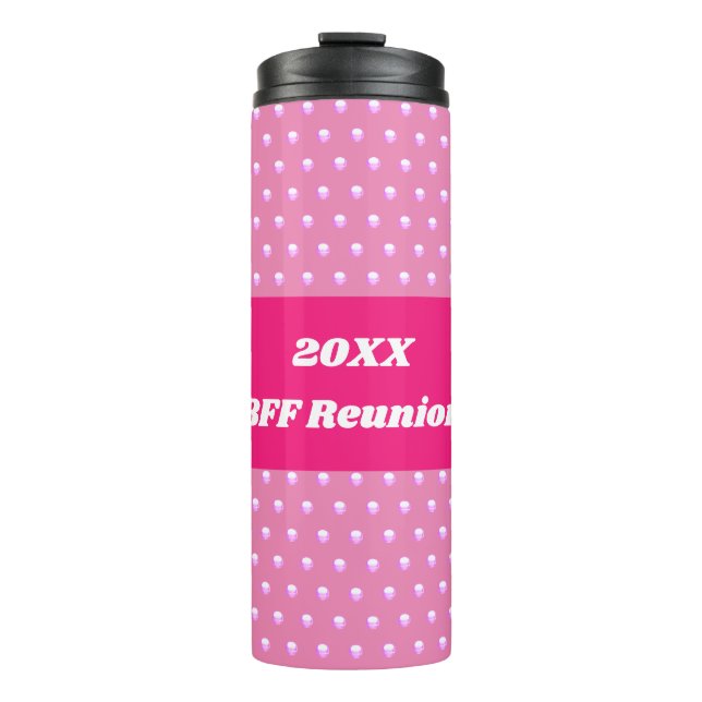 Pink Best Friend Wiedersehen Bright Polka Dots Gir Thermosbecher (Vorderseite)