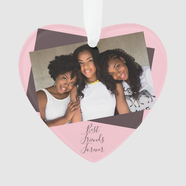 Pink Best Friends Forever Foto mit benutzerdefinie Ornament (Vorderseite)