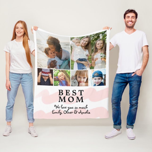 Pink Beste Mama Wasserfarbe 6 FotoCollage Fleecedecke (Beispiel)