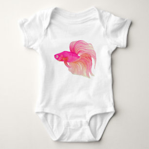 Pink Betta Fish Baby Strampler