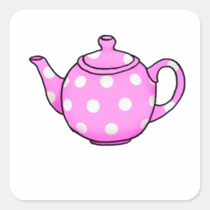 Pink Betty Teapot Quadratischer Aufkleber