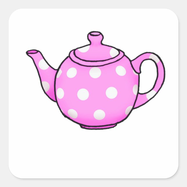 Pink Betty Teapot Quadratischer Aufkleber (Vorderseite)