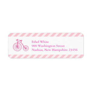 Pink Bicycle Baby Dusche Rücksendeadressen-Aufkleb