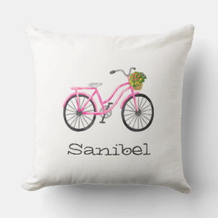 Pink Bicycle Blume Basket LOCATION Vergnügen Kissen