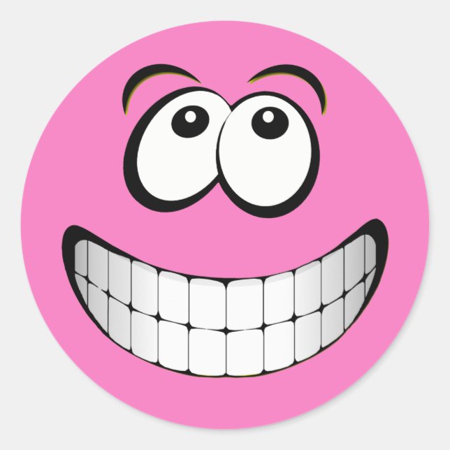 Pink Big Gres Face Runder Aufkleber (Vorderseite)