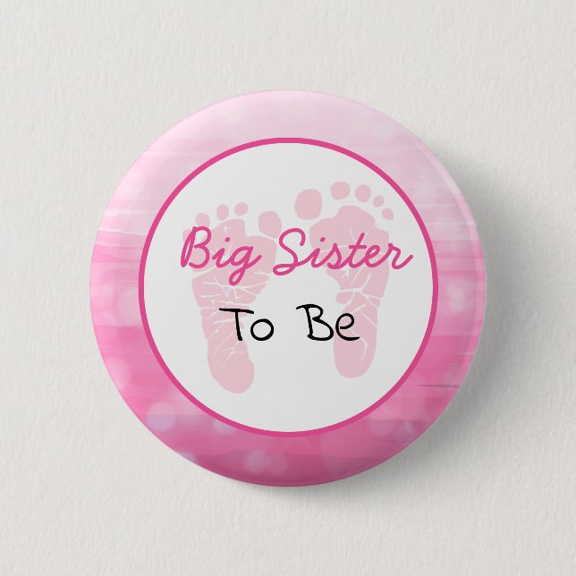 Pink Big Sister als Baby Dusche Button (Vorderseite)