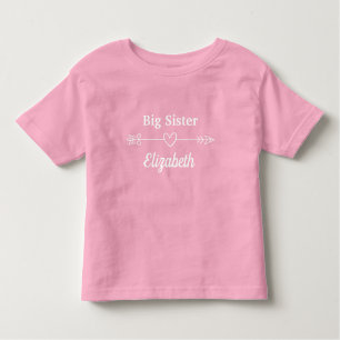 Pink Big Sister Arrow mit Heart Boho Kleinkind T-shirt