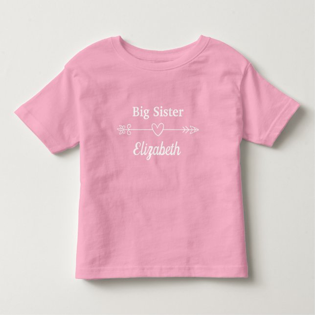 Pink Big Sister Arrow mit Heart Boho Kleinkind T-shirt (Vorderseite)