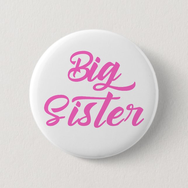 Pink Big Sister Typografie Button (Vorderseite)