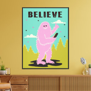 Pink Bigfoot Yeti Handy Retro Mod Pop Art Leinwanddruck