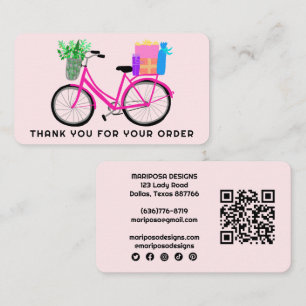 Pink Bike gibt Kundenbestellung Danke QR Code Visitenkarte