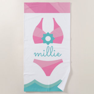 Pink Bikini Badeanzug Personalisiertes Badetuch