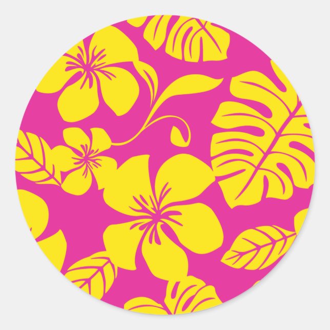 PINK BIKINI (HOT PINK/YELLOW) RUNDER AUFKLEBER (Vorderseite)