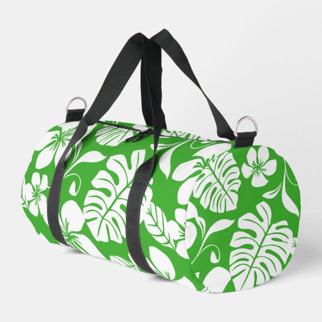 PINK BIKINI PATTER IN GRASS GREEN DUFFLE BAG (Linke Seite)