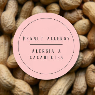 Pink Bilingual Peanut Allergin Runder Aufkleber