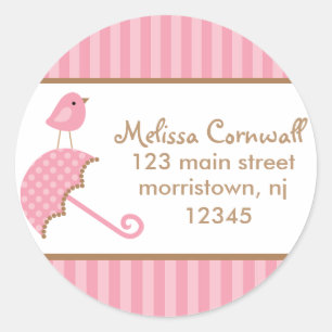 Pink Bird Address Labels Runder Aufkleber