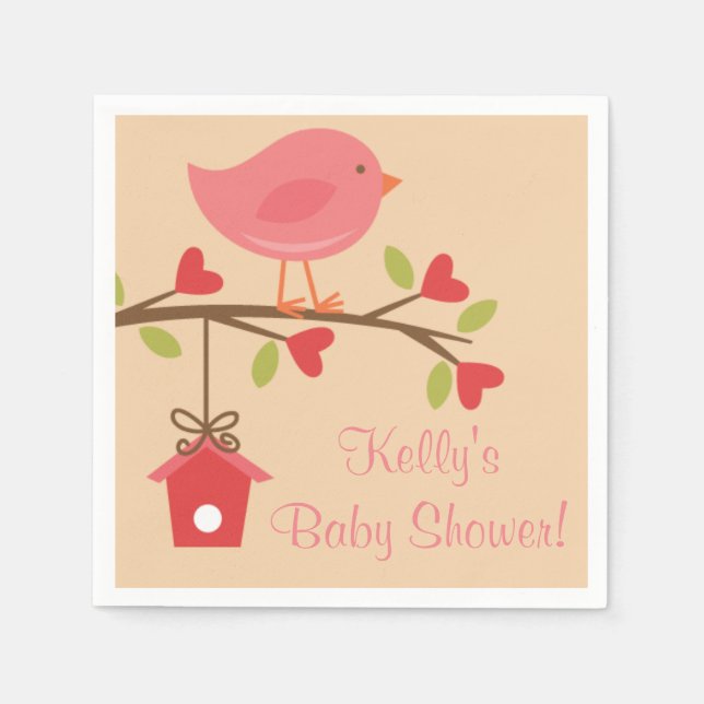 Pink Bird Baby Showroom Napkins Serviette (Vorderseite)