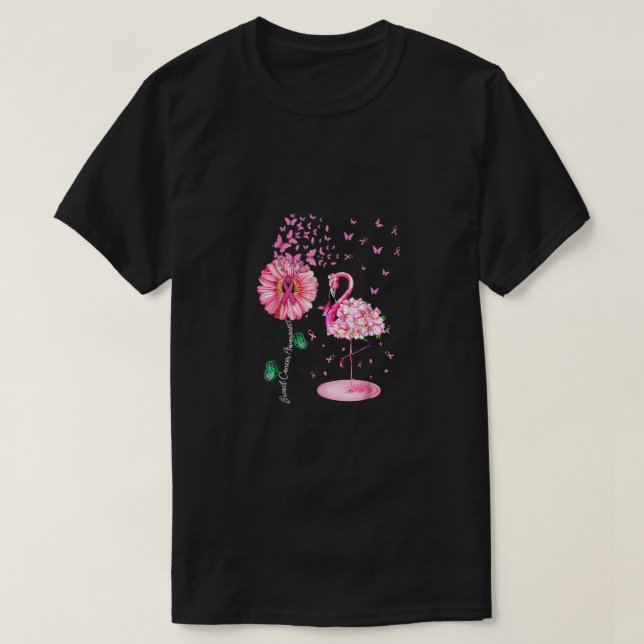 Pink Bird Flamingo Brustkrebs Bewusstsein Frauen T-Shirt (Design vorne)