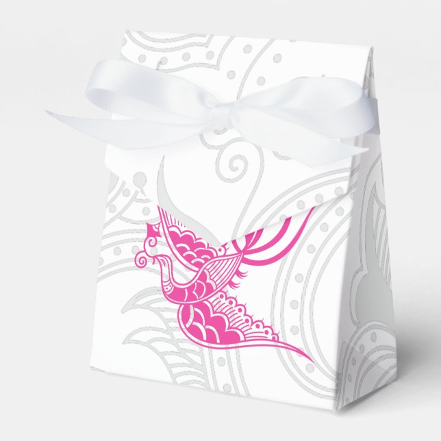 Pink Bird & Henna Swirt Gefälligkeitsbox Geschenkschachtel (Vorderseite)