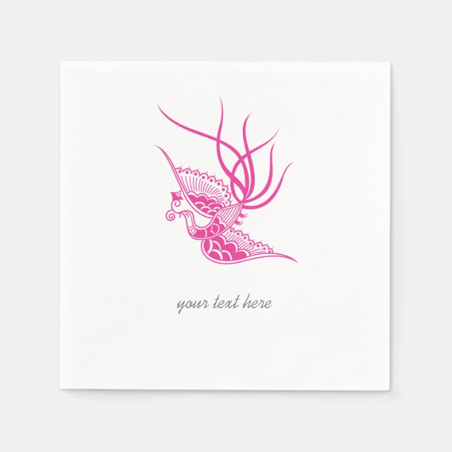 Pink Bird Party Paper Napkin Set Serviette (Vorderseite)