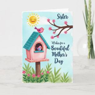 Pink Birds Muttertags-Kunstkarte Karte