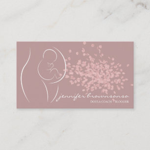 Pink Birth Coach Pregnant Simple Baby Doula Visitenkarte