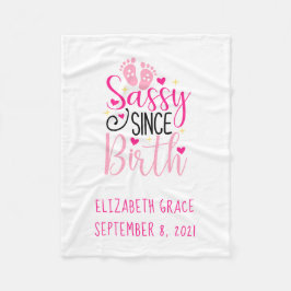 Pink Birth Stats Hört Sassy seit der Geburt Baby Fleecedecke