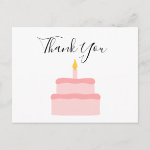 Pink Birthday Cake Danke Postcard Postkarte