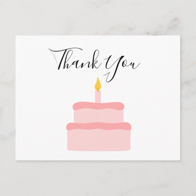 Pink Birthday Cake Danke Postcard Postkarte (Vorderseite)