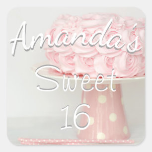 Pink Birthday Cake Sweet 16 Anpassen Sticker