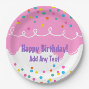 Pink Birthday Cake Zuckerguss Pappteller