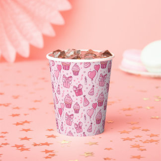 Pink Birthday Cupcake Paper Cups Pappbecher
