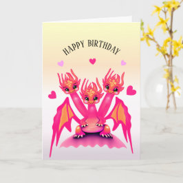 Pink Birthday Dragon Karte