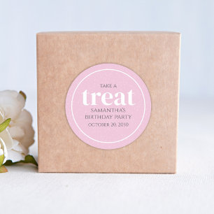 Pink Birthday Einfach Minimalistisch Moderne Lecke Runder Aufkleber