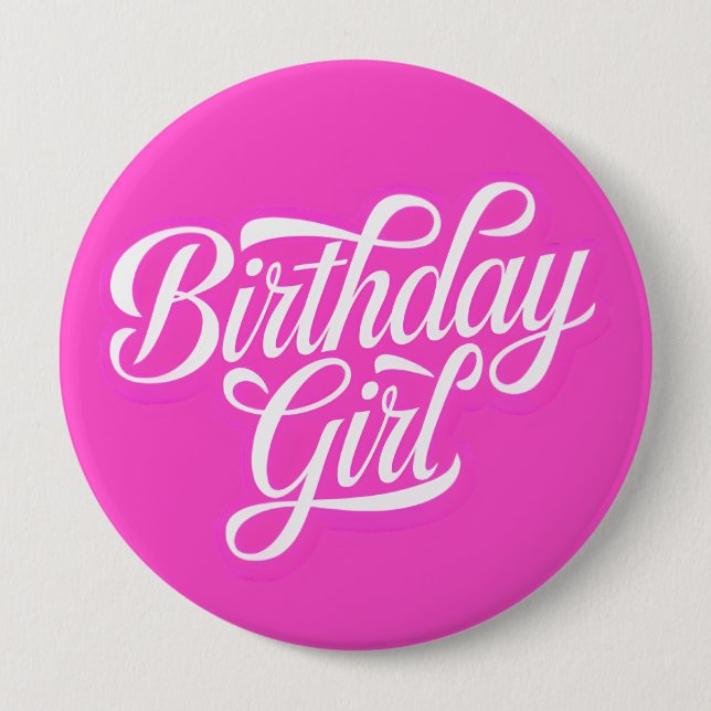 Pink Birthday Girl Button (Vorderseite)