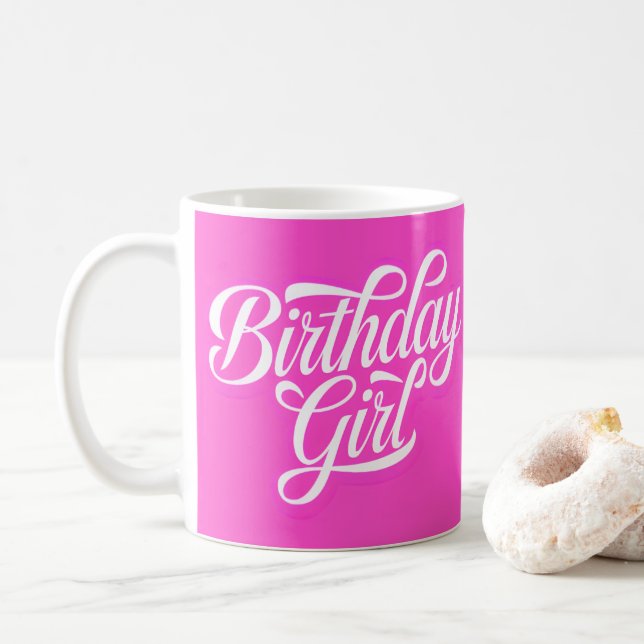 Pink Birthday Girl Kaffeetasse (Mit Donut)